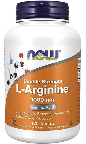L-arginine 1000mg 120 Comp Now Foods Importada Eua Original