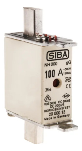 Fusible Tipo Nh000 100a 500v Siba