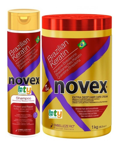 Novex Brazilian Keratin Kit 2 Productos ( T1kg/ Sha 300 Ml )