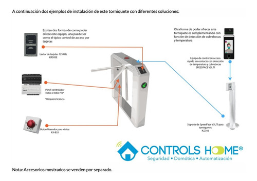 Torniquete Tipo Puente De Medio Cuerpo Zkteco Ts2100 Bidirec