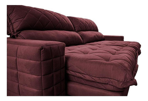 Sofá Retrátil 2,95m Pocket Cama Inbox Elegance. Velusoft Cor Vinho