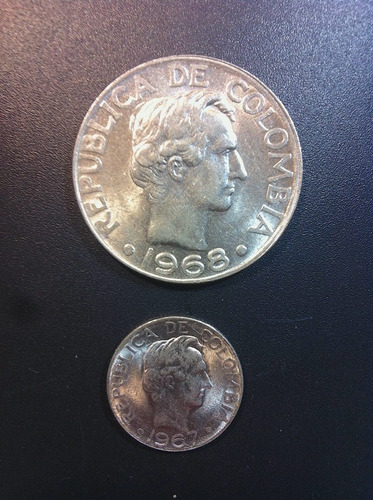 2 Monedas De Colombia Sin Circular Únicas  1967-1968