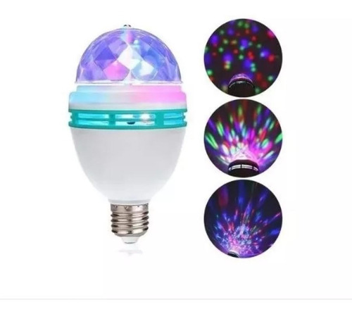 Foco Giratorio Led Rgb Colores 3w Iluminación 360 Luz Disco