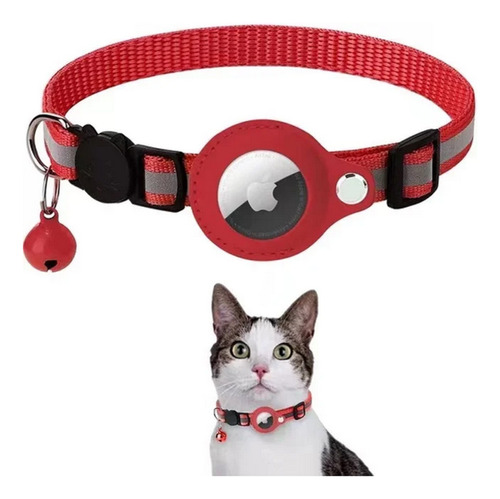 Collar Para Gato - Protector Airtag Gps Reflectante Negro