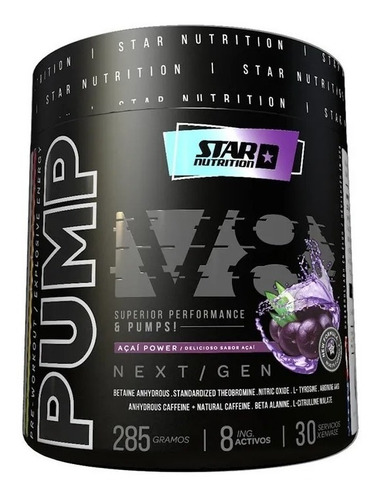 Star Nutrition Pump V8 Pre Workout 285 Gr Cafeína Taurina