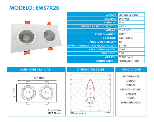 Spot Led Lineal 14w De 2 Modulos Para Empotrar En Plafon
