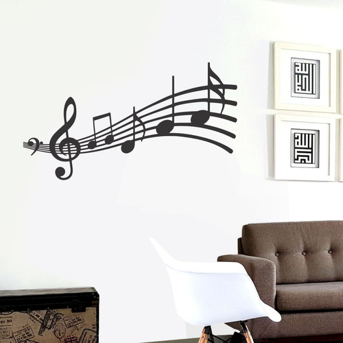 Adesivo Decorativo Música Notas Musicais Claves Partitura