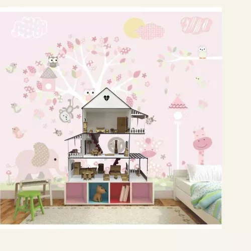 🏷️【Tudo Sobre】→ Casa Casinha para Boneca Barbie com 24 Mini Móveis em Mdf  Cru Csb1