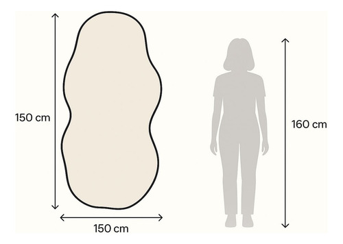 Espelho Orgânico 150x50 Grande Corpo Inteiro Com Moldura Moldura Caramelo