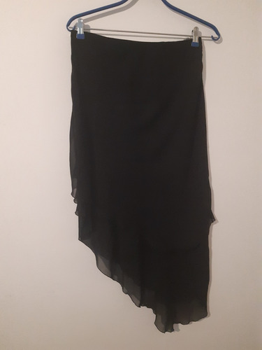 Pollera Gasa Negra Irregular Capas Fiesta Coctel T 44