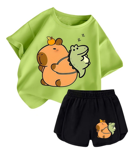 Traje Deportivo Casual De Capibara Para Niños, 2 Piezas