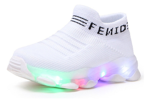 Zapatos For Niños Niños Niñas Letra Malla Led Luminoso So