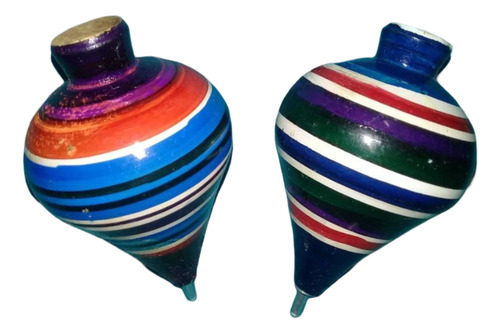 Gcg 2 Trompos De Madera Colores Tradicional Y Cuerdas Retro