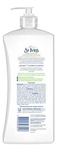  Crema humectante para cuerpo St. Ives Avena y karité en dosificador 532mL