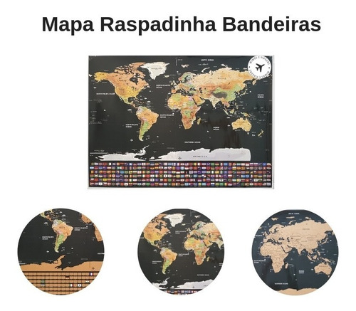 Imagem 1 de 8 de Mapa De Raspar Bandeiras Mapa Raspadinha 80x60cm