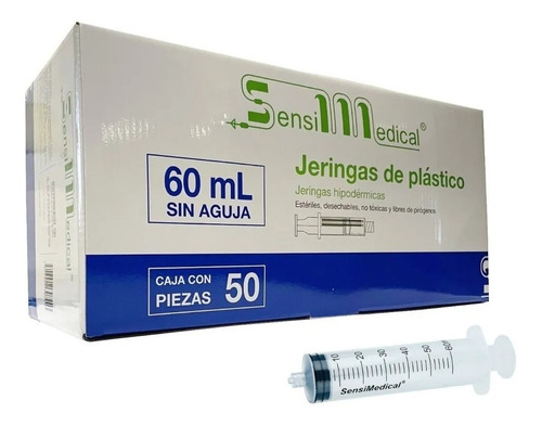 Caja Jeringa De 60 Ml Capacidad A 70ml Esteriles Sin Aguja 