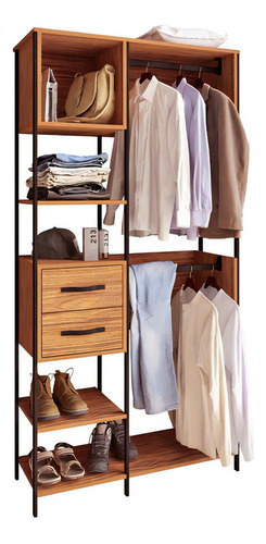 Playcon Open Closet, 100x201x40 Cm, Closet Móvil 2 Cajones Tzalam