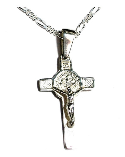 Cadena Y Cruz De San Benito Crucifijo En Plata.925