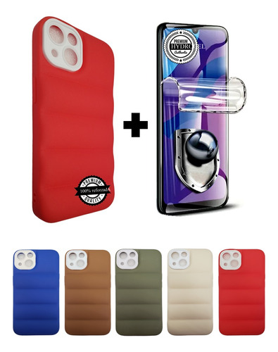 Case Protector Puff Acolchonado iPhone 13 + Lámina Hydrogel