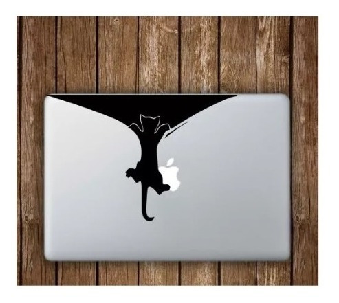 Vinilos Calco Skin Mac Notebook Tablet - Gato Escapa Trepa