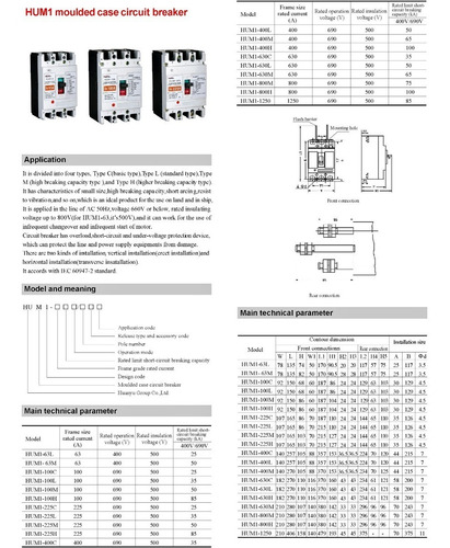 Interruptor De Caja Moldeada 3 Polos Huyu 800 Amp