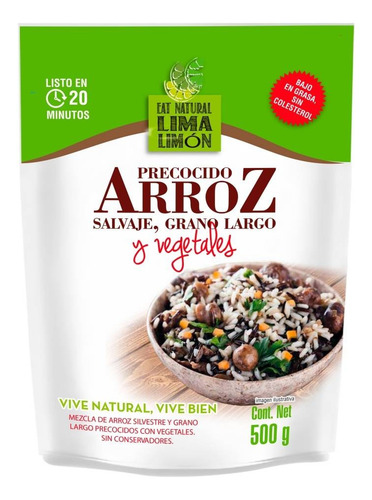 3 Pza Arroz Precocido Eat Natural Lima Limón Con Vegetales 5