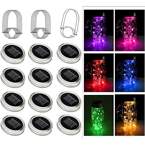 Upgraded Solar Mason Jar Lights, 12 Pack 30 Led String ...