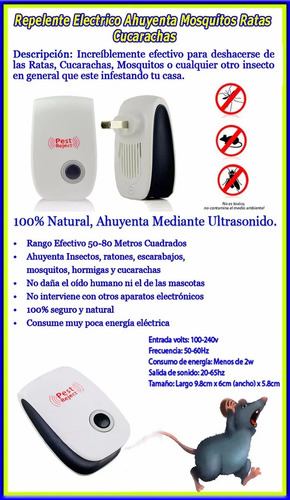 Insecticida Repelente Ultrasonico Mosquitos Cucarachas Ratas