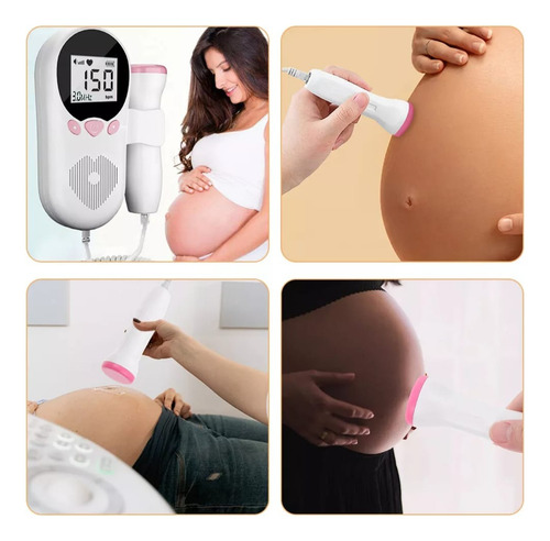 Doppler Fetal Monitor Para Bebe Monitor Para Escuchar Latido Rosa