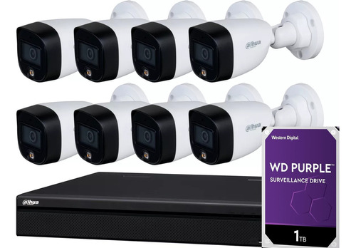 Kit Seguridad Dahua Dvr 8 + 8 Cam 2mp Color Noche + 1tb