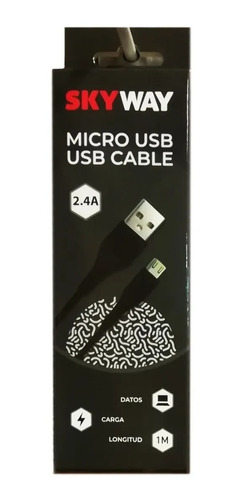 Imagen 1 de 5 de Cable Celular - Micro Usb 2amper Carga Rapida 1 Metro Skyway