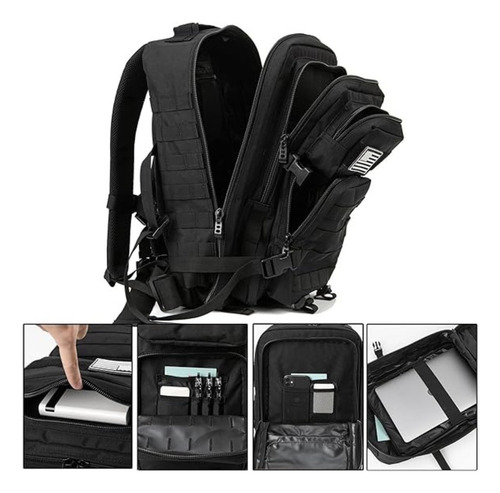 Mochila Militar Elite Camping Tática Bolsa Trilha Exército Cor Preto Desenho Do Tecido Lisa