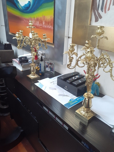 2 Candelabros De Bronce 5 Luces