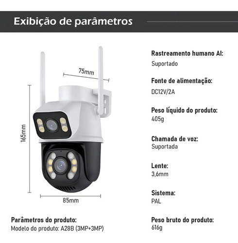 Wifi Smart Camera A28b Externa Cor Branco/preto