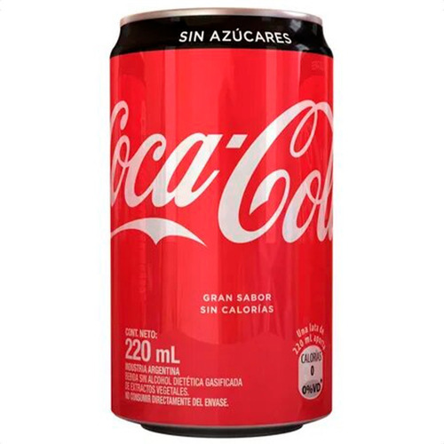 Imagen 2 de 6 de Coca Cola Sin Azucar Lata Mini Gaseosa Dietetica - Pack X8