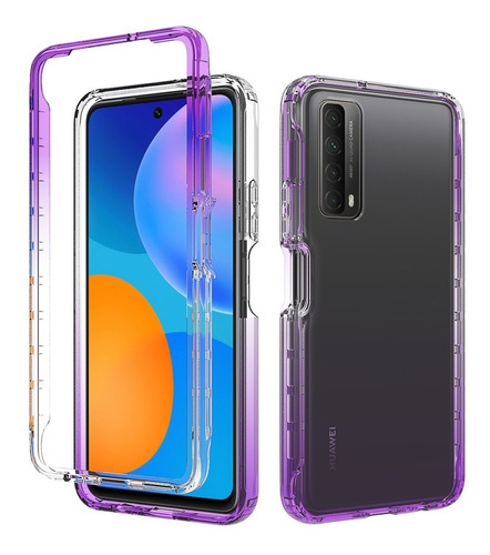 Funda 360 2 En 1 Uso Rudo Bicolor Transparente Huawei Y9s