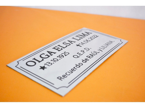 Imagen 3 de 6 de Placa Recordatoria Para Cementerio, Lapida, Nicho. 10x5cm.