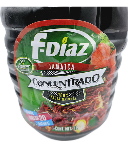 Concentrado De Jamaica 100% Natural Fdiaz 1 Litro