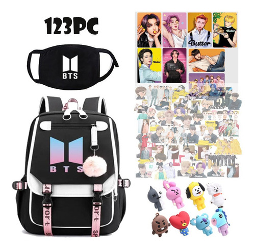 Maleta Mochila Bts De 123 Piezas, Bolsa De Viaje Bt21 Y 8 Mu