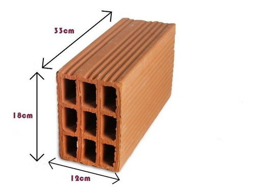 Ladrillo Hueco De 12x18x33 - 9 Agujeros