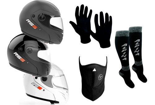 Casco Hawk Rs5 + Guantes + Mascara + Medias Termicas C