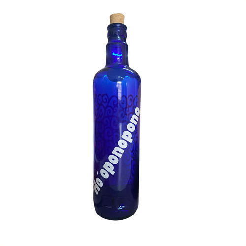 Botella Hooponopono Vidrio Azul Solarizar Agua 750 Cm3 Mc