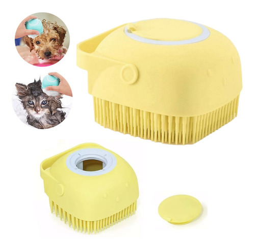 Cepillo Baño Perro Masajeador Dispensador Shampoo Mascotas