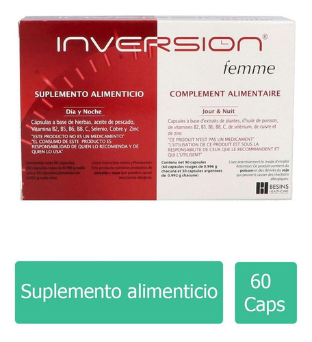 Suplemento Alimenticio Inversion Femme 90 Cápsulas Sin Sabor