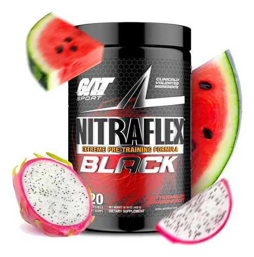 Pre Entreno Gat Nitraflex Black 40 Servicios 460 G Dlc P14 Sabor Sandia Pitaya