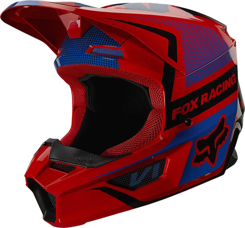 Fox Racing Casco De Motocross V1 Para Jóvenes, Rojo Fluore.