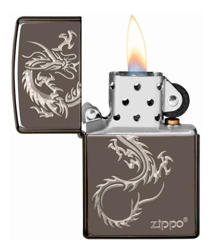 Zippo Encendedor Chinese Dragon Design Plateado Zp49030