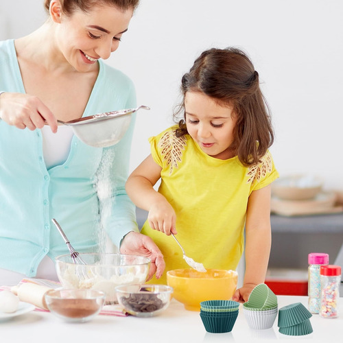 24 Pzs Tazas Reutilizables Silicona Para Hornear Cupcakes
