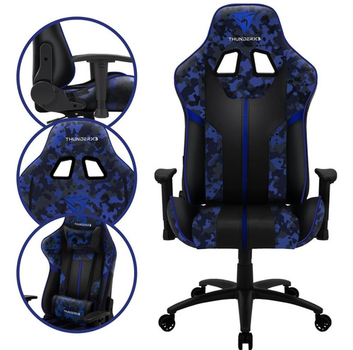 Cadeira Gamer Confortável Encosto Ajustável Cor Admiral Azul