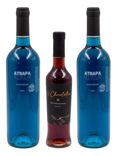Imagen 1 de 6 de Pack Vino Azul Atrapa Cielo + Vino Chocolate 3 Botellas